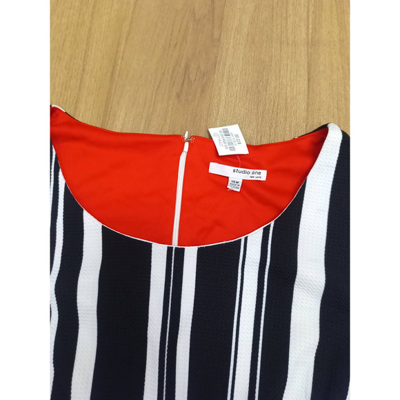 NWOT Studio One Black White Stripe Dress - Picture 5 of 5